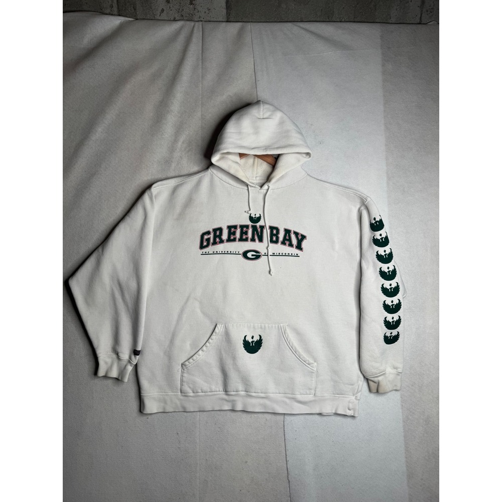 UW Green Bay Phoenix Hoodie White Collegiate‎ Pullover Sweatshirt Mens XL